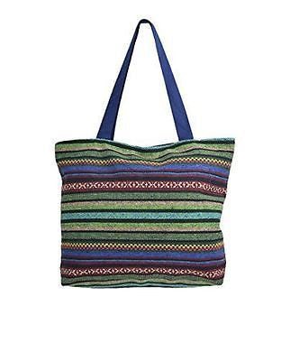 Multicolored Canvas shoulder Tote Bag with Colorful Embroidered Tribal Pattern- CH-BAG-10 - TATTOPANI