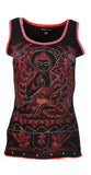 Ladies sleeveless Tank Tops with  buddha image outline embroidery