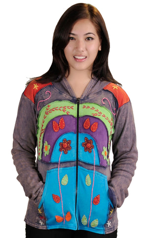 Multicolor Embroidery & Patch Cotton Cardigan - TATTOPANI