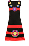 Multicolored Sleeveless Dress With Patch Design. - TATTOPANI