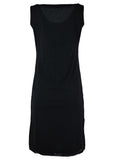 Ladies Black Sleeveless Flower Mini Chinlon Dress. - TATTOPANI