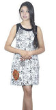 White Sleeveless Dress With Floral Pattern. - craze-trade-limited