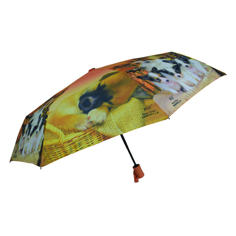Colorful umbrella with printed dog pictures. Both automatic opening and closing (3559 Yellow) - craze-trade-limited