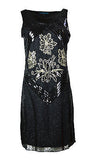 Black Sleeveless Flower Mini Chinlon Dress. - craze-trade-limited