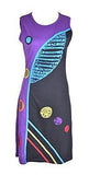 Razor Cut & Patch Design Colorful Sleeveless Dress. - TATTOPANI