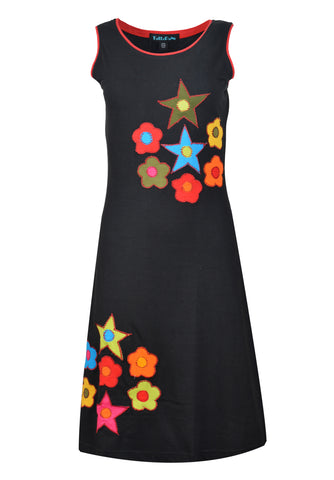 Star & Flower Patches Sleeveless Dress. - craze-trade-limited