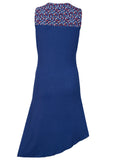 Blue Sleeveless Dress With Colorful Print. - craze-trade-limited