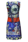 Ladies Sleeveless Dress With Multicolored Pattern Print. - TATTOPANI