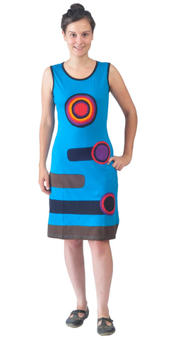 Ladies Summer Sun Dress With Patch Design. - TATTOPANI