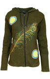 Peacock Feather Embroidery Cotton Cardigan - Tattopani Fashion ( Craze Trade Limited)