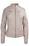 Faux Leather Plain Zip Up Biker Jacket - craze-trade-limited