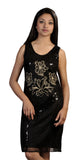 Black Sleeveless Flower Mini Chinlon Dress. - craze-trade-limited