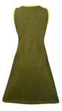 Ladies Green Sleeveless Dress With Patch Design. - TATTOPANI