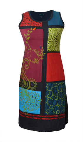 Colorful Print & Floral Embroidery Summer Dress. - craze-trade-limited