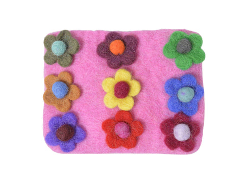 Felt Pink With Flower Attached Coin Purse. - craze-trade-limited