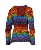 Ladies stonewashed cotton cardigan with colorful bubble print
