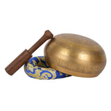 Tibetan Meditation Singing Bowl with Special Etching and protective pouch-SING-SANKHA(Gold-1)-2