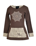 Women Long Sleeved Hooded T-shirt With Mantra Print. - craze-trade-limited