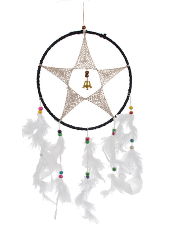 Handmade Star Design Dream Catcher Net With feathers and Bells - craze-trade-limited