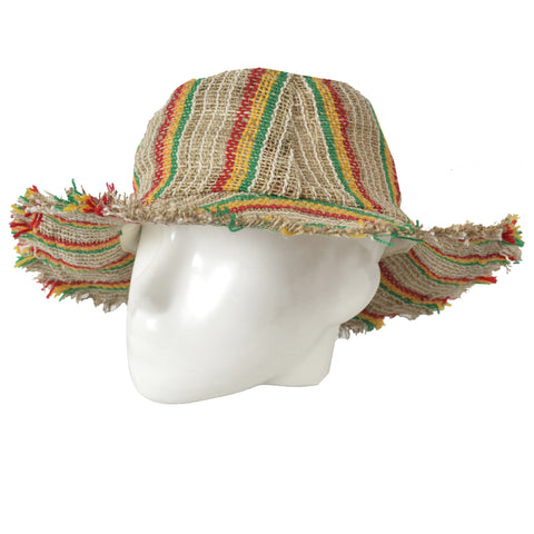 Multi color Stripped Wide Brim Knitted Summer Crochet Hemp Hat. - TATTOPANI