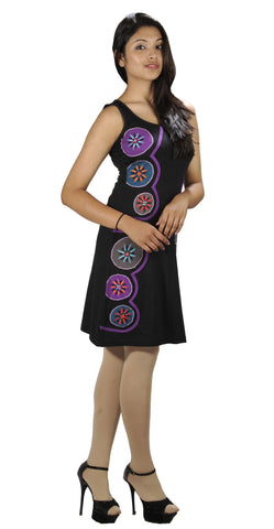 Stretchable Cotton Sleeveless Dress With Embroidery. (No Refund/ No Exchange) - craze-trade-limited