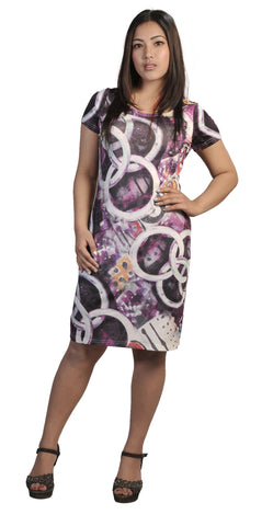 Abstract Printed Short Sleeved Dress. - craze-trade-limited