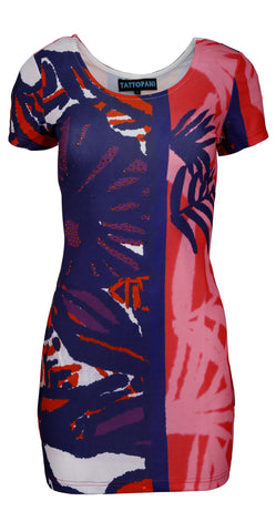 Multicolor Pattern Print & Rhinestones Patch Dress. - TATTOPANI