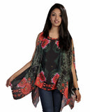 Floral Print soft pancho design dress- KS-141023 - TATTOPANI