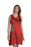 ladies-sleeveless-v-neck-dress-with-colorful-patch-and-embroidery