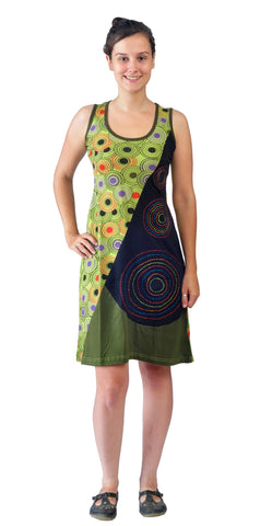 Sleeveless Dress With Circular Dotted Embroidery. - craze-trade-limited
