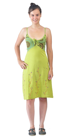 Slip Dress With Colorful Flower Embroidery. - craze-trade-limited