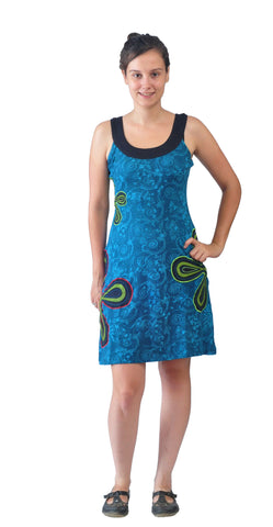 Sleeveless Dress With Flower Patches & Embroidery. - craze-trade-limited