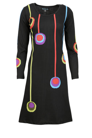 Multicolored Circle and Patch Designed Dress. - TATTOPANI