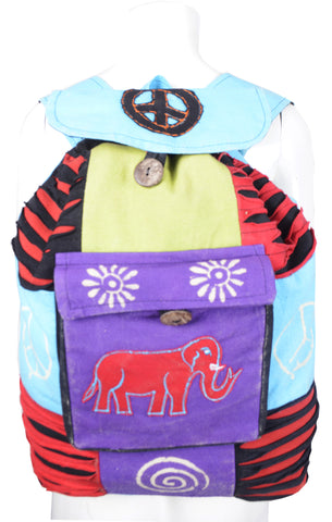 Elephant Embroidery Multicolored Back Pack - craze-trade-limited
