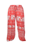 Women's Smocked Waist Elephant Print Harem Trousers. - craze-trade-limited