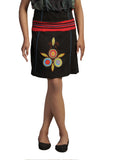 Floral Embroidery Knee-length Mini Skirt - TATTOPANI