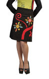 Multicolor Floral Embroidery Knee Length Skirt - TATTOPANI