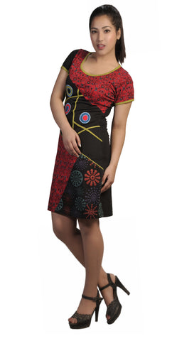Short Sleeve Dress With Abstract Prints Design. - craze-trade-limited