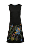 Sleeveless Tunic Dress With Bird Embroidery. - craze-trade-limited