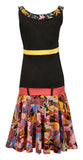 Ladies Sleeveless Dress With Colorful Flower Pattern Print