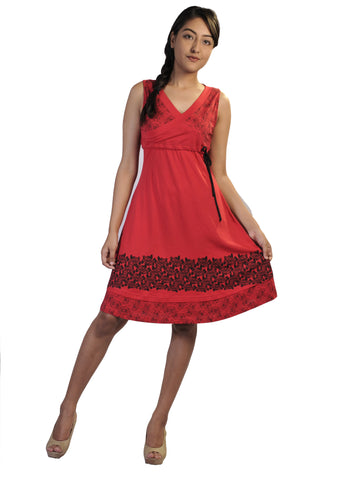 Red Cotton Frock Styler Dress