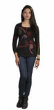 Ladies Black Slim Fit Long Sleeve Sinker Jacket with Dotted Spiral Embroidery