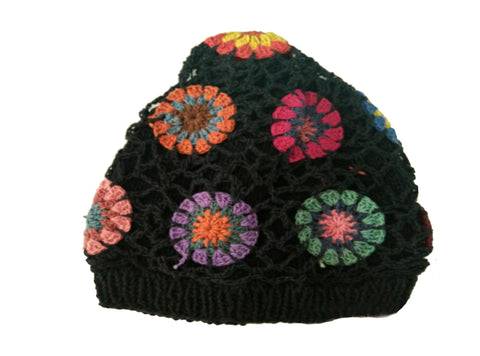 Black Cotton Thread crocheted beanie hat- TC-HAT-100BLK - craze-trade-limited
