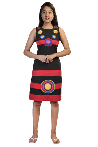 womens-multicolored-summer-sleeveless-dress-with-patch-design