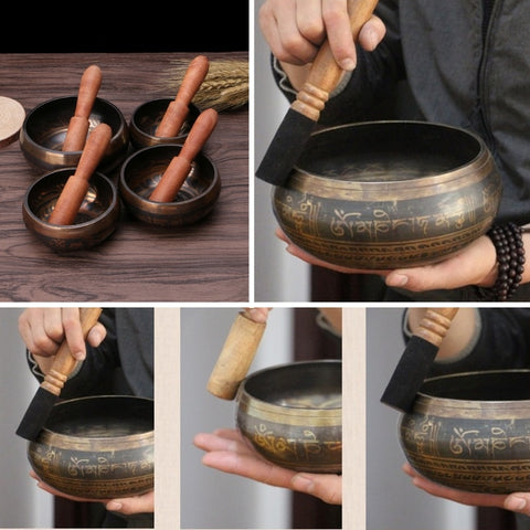 Buddhism Tibetan Singing Bowl Hand Hammered Yoga Copper Chakra Meditation Gift Relax Soothing Sound