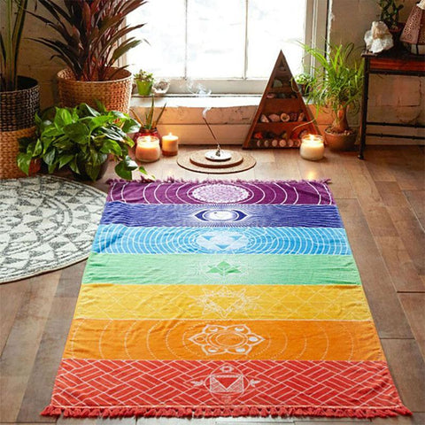 Rainbow Tapestry Indian Beach Towel Tassel Microfiber Bath Towels Yoga Mat Boho Hippy Bedding Colchas Sunbath Toalla Playa - craze-trade-limited