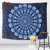 BeddingOutlet Peacock Tapestry Blue Home Textiles Indian Mandala Tapestry Wall Hanging Bohemian Bedspread Hippie Sheet