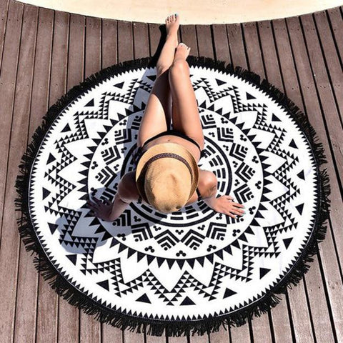 Round Hippie Tapestry Beach Throw Roundie Mandala Towel Yoga Mat Bohemian - craze-trade-limited