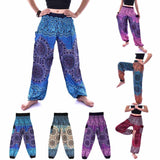 New Men Women Thai Harem Trousers Festival Hippy Smock High Waist Ankle-Length Compass Print Yoga Pants