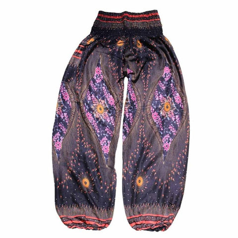 Thai Harem Trousers Boho Festival Hippy Smock High Waist Pants Cotton Casual Loose Long pants